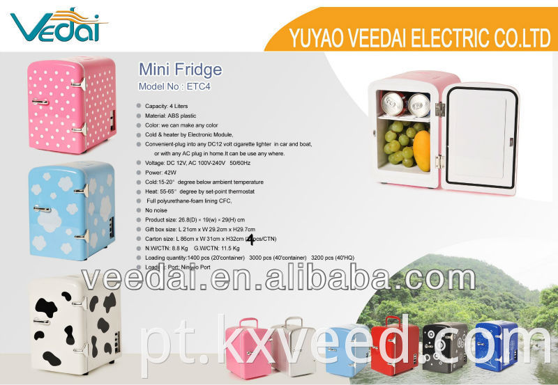 12V 110V-220V Mini carros de geladeira refrigerador termoelétrico e refrigeradores de geladeira mais quentes 4L